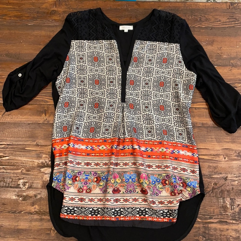 Anthro Weston Mixed Media tunic top